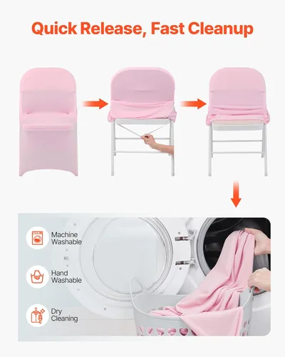Miniatura 100 de VEVOR 150 fundas blancas para sillas de poliéster y elastano, fundas elásticas para bodas, fiestas, comedor, banquetes, sin pinzas, 150
