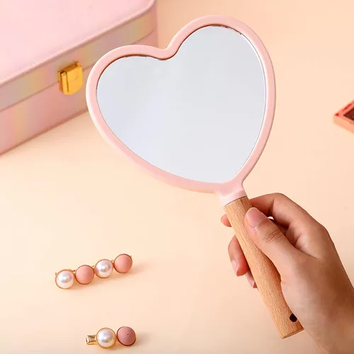 Miniatura 2 de Eaoundm Espejo de mano para maquillaje, pequeño espejo de mano de madera portátil, espejo de tocador de viaje para hombres y mujeres, 5.5 pulgadas