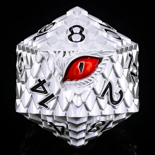 Miniatura 23 de 1 dado de metal D20 DND – Dados poliédricos gigantes metálicos de 20 caras, dados grandes de 1.378 in de ojo de dragón para juego de mesa