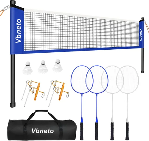 Juego de bádminton, sistema portátil antiempañamiento para exteriores, red duradera oficial de 20 x 5 pies, fácil de instalar, con 4 raquetas, 3