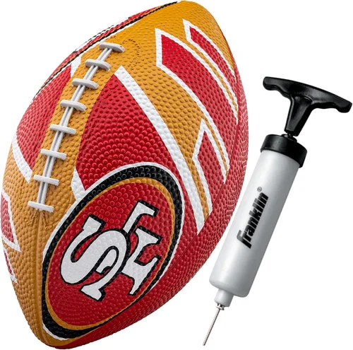 Franklin Sports NFL Team Footballs - Rubber Youth Mini Balls for All Teams - Kids 8.5" Football + Air Pump Sets - Official NFL Licensed