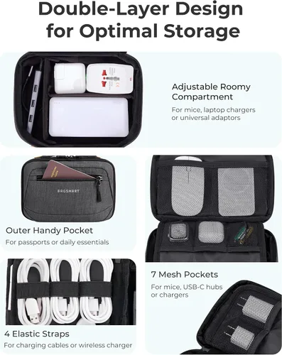 Miniatura 4 de BAGSMART Organizador de artículos electrónicos, estuche de viaje, organizador de cables, bolsa de cables de viaje para accesorios tecnológicos