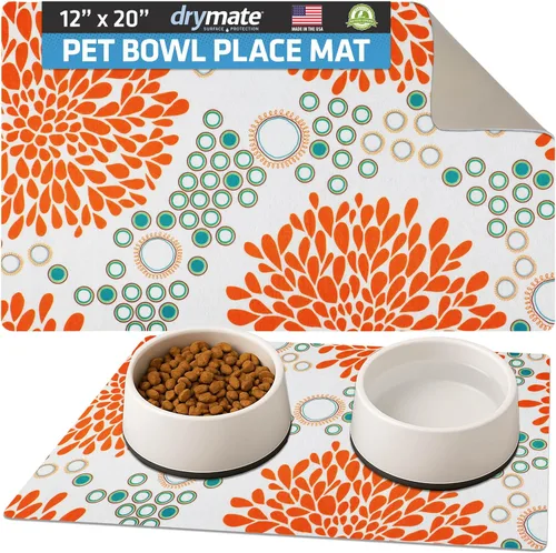 Miniatura 26 de Drymate Mantel individual con tazón para mascotas, tapete de alimentación para perros y gatos, tela absorbente, respaldo impermeable, Madera