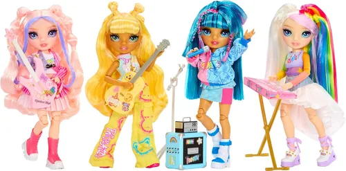 Miniatura 6 de Rainbow High Jr High Rock Band - Skyler, muñeca de moda azul de 9 pulgadas con micrófono más soporte y amplificador, personalizable con calcomanías