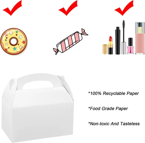 Miniatura 6 de Xxcxpark 24 cajas de regalo blancas de 6.2 x 3.5 x 3.5 pulgadas, caja de embalaje de papel kraft con tapa para manualidades, cubos, cupcakes, cajas