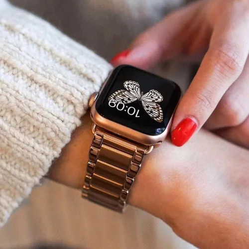 Miniatura 6 de CASETiFY Correa de reloj de eslabones [acero inoxidable de alta calidad] compatible con Apple Watch Series 1-9, SE, Ultra - 1.496 in/1.575 in/1.614