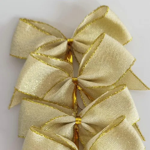 Miniatura 4 de 50 lazos de oro blanco de 3-1/2 pulgadas con lazos giratorios para envolver regalos, embalaje, decoración de Navidad (W.Gold)