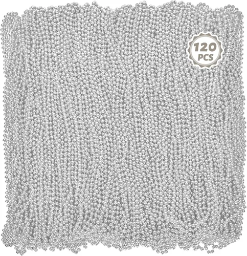 Miniatura 17 de Huskein 120 accesorios de Mardi Gras, collar de cuentas de 33 pulgadas, cuentas de Mardi Gras, collar de cuentas negras, cuentas a granel para Negro