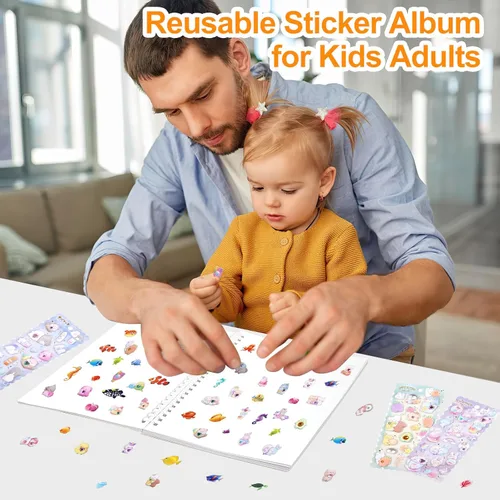 Miniatura 6 de SHANGRLA Álbum de recolección de calcomanías de cubierta plana para niños y adultos, libro organizador en blanco reutilizable para colección