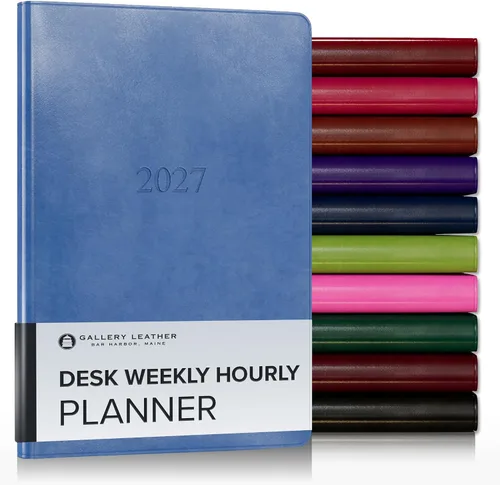 Miniatura 177 de Gallery Leather Agenda semanal y mensual grande 2025-2026, agenda y cuaderno con elegantes bordes de página dorados dorados, 12 meses, cactus Cactus