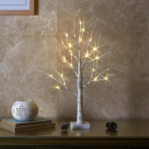Miniatura 10 de EAMBRITE Soporte para Regalo de Árbol de Dinero, Árbol de Abedul Iluminado de 2 Pies 24LED, Temporizador Alimentado por Batería/USB, Pantalla