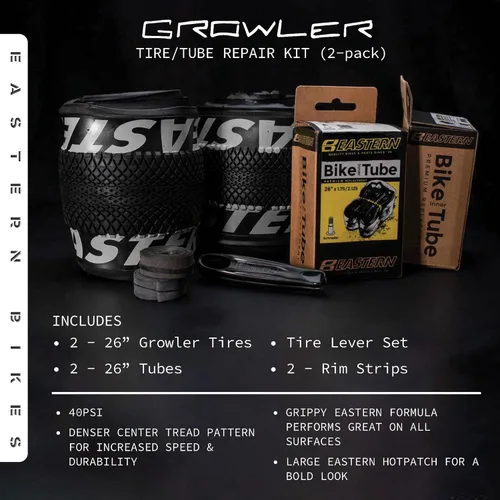 Miniatura 2 de Eastern Bikes Growler Neumático 26 x 2.125 pulgadas Kits de repuesto de neumáticos con o sin tubos interiores. Incluye herramientas. Se adapta a