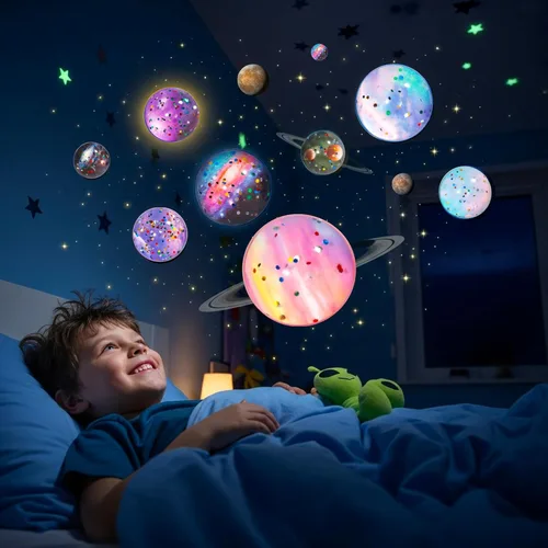 Miniatura 6 de Pllieay 20 bolas rebotantes, bolas espaciales hinchables a granel de 1.260 in con temática espacial para recuerdos de fiesta de niños, rellenos