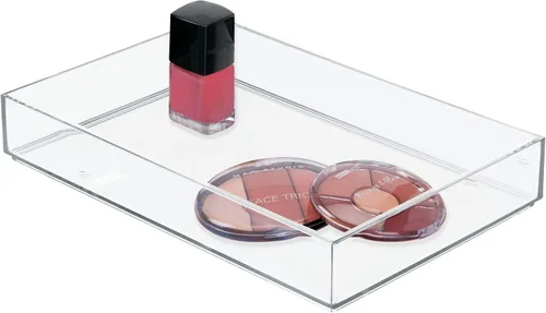 Organizador Clarity de InterDesign para tocador, adecuado para cosméticos y productos de belleza, 8 x 12 x 2 pulgadas, transparente, Transparente,
