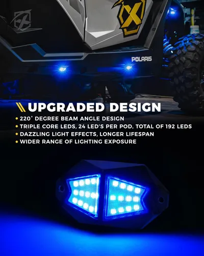 Miniatura 2 de Xprite 4 Vainas Luces LED RGB Rock, Aluminio Ángulo Amplio 220° con Control Remoto APP/RF Efecto de Secuencia, Sincronización de Música y Señales