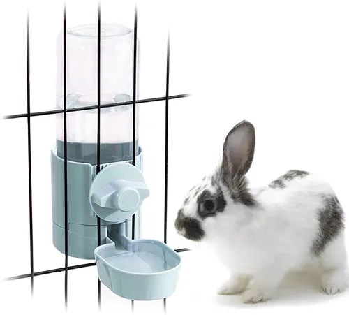 Comedero de agua para conejos, sin fugas, 17 onzas, sin goteo, para conejillo de indias, hámster, chinchilla, hurón, animal pequeño Azul