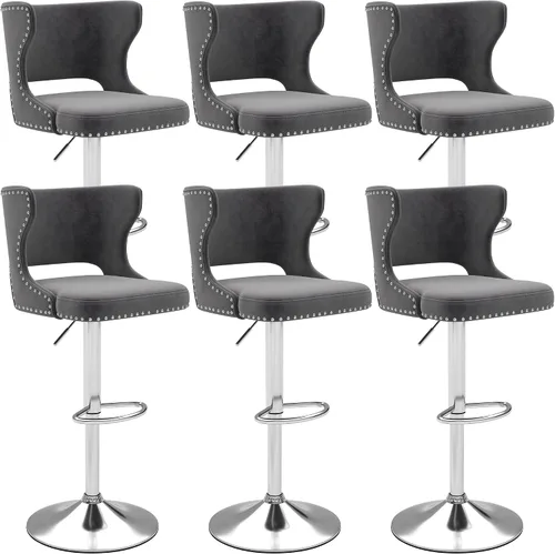 Miniatura 14 de Westice Juego de 2 taburetes de bar, taburetes de altura de mostrador para isla de cocina con base dorada ajustable, modernas sillas de bar