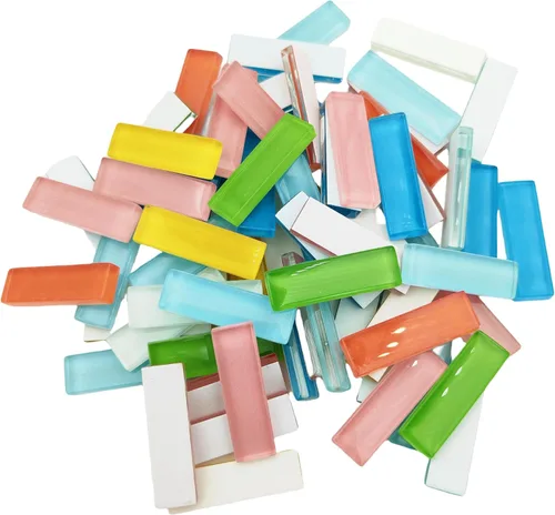Miniatura 2 de Tiras de mosaico de vitrales para manualidades, 7.05 oz (0.44 libras) Piezas de mosaico transparente para manualidades, azulejos de mosaico