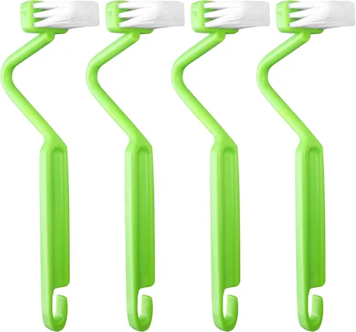 AUEAR, Paquete de 4 cepillos curvos para inodoro, 8 pulgadas, tipo V, borde de limpieza de borde de esquina de plástico