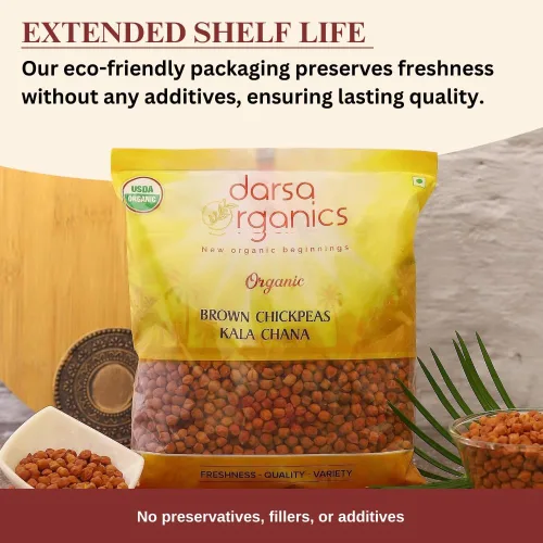 Miniatura 6 de Darsa Organics Lentejas de garbanzos negros, Kala Chana Dal, 2 libras de granos de garbanzos marrones orgánicos USDA, sin OMG, ideales para dietas