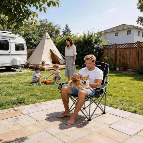 Miniatura 8 de SUNNYFEEL Silla de campamento de gran tamaño para adultos grandes y altos, silla de campamento plegable resistente que soporta 500 libras, silla