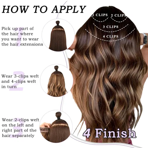 Miniatura 6 de NAYOO 4 piezas Extensiones de cabello con pinza, ondas largas y rizadas, sintéticas, gruesas, con fibra de doble trama, para mujeres, color cobre