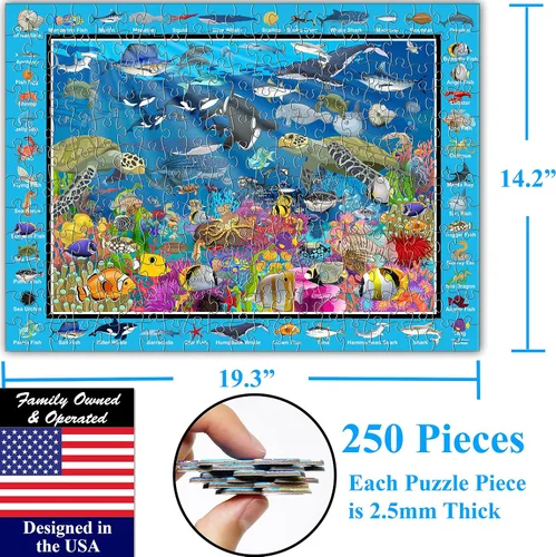 Miniatura 5 de Think2Master Ocean Life - Rompecabezas de 250 piezas. Gran artículo de regalo. 14.2 x 19.3 pulgadas