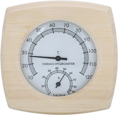 Miniatura 7 de Cyrank Higrómetro de madera para sauna termómetro e hidrómetro 2 en 1 humedad interior temperatura sauna termómetro de madera medidor de humedad