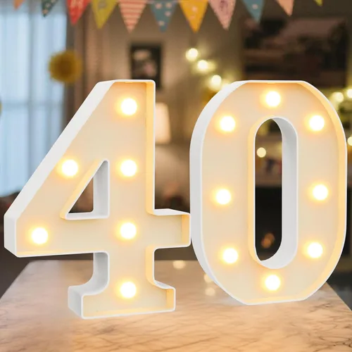 Miniatura 20 de Letrero de números con luz LED de marquesina, letrero de números de cumpleaños iluminado para decoración de fiesta de cumpleaños, pared de bar