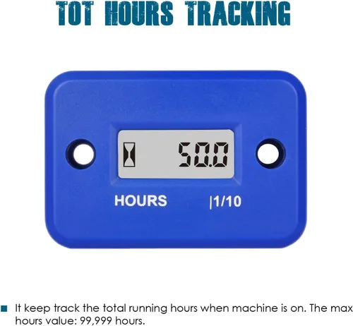 Miniatura 2 de Runleader Medidor de horas digital LCD impermeable para motor pequeño, seguimiento de intervalos de cambio de aceite, generador, cortacésped, fuera