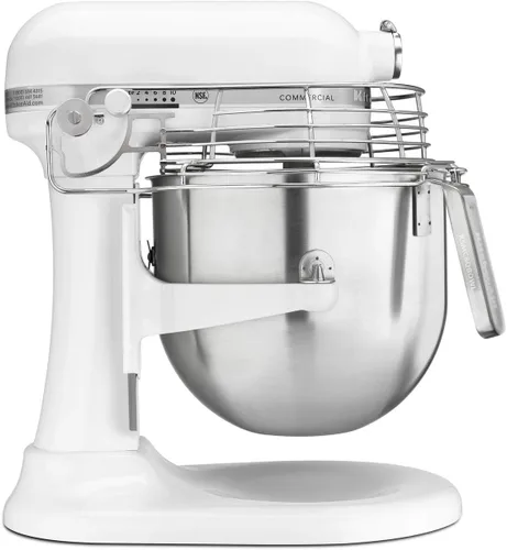 Miniatura 4 de KitchenAid Serie Comercial 8 cuartos Mezclador de pie con protección de tazón de acero inoxidable - KSMC895 Blanco