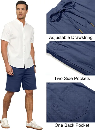 Miniatura 4 de Janmid Pantalones cortos de playa de verano con cordón de ajuste clásico para hombre