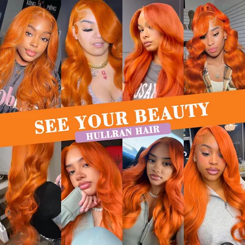 Miniatura 5 de REMY HAIR - Extensiones de cabello 100 % humano ondulado, extensiones de cabello naranja para coser, un paquete de 18 pulgadas para mujeres blancas