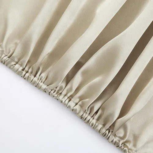 Miniatura 6 de Sábana bajera ajustable de satén de seda Twin Extra Long, sábanas de cama individuales suaves de bolsillo profundo vendidas por separado, sin Gris