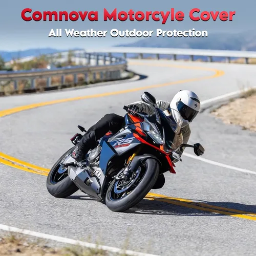 Miniatura 8 de Comnova - Funda para motocicleta de 81 pulgadas, 600D, impermeable, con orificio de bloqueo, ajuste universal para Harley, Honda, Kawasaki
