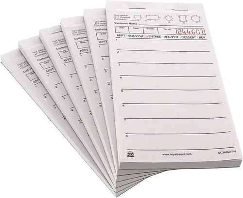 Miniatura 3 de ROYAL Papel blanco para bloc de servidor, 1 parte reservada con 8 líneas, caja de 50 libros