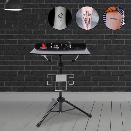 Miniatura 2 de Estación de trabajo de tatuajes, gran estación de trabajo portátil, plegable, desmontable, mesa móvil, altura ajustable, mesa de instrumentos