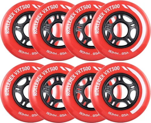 Miniatura 8 de Rollerex VXT500 - Ruedas de patín en línea (paquete de 8) (varias opciones de tamaño y color disponibles), para interiores y exteriores, diseñadas