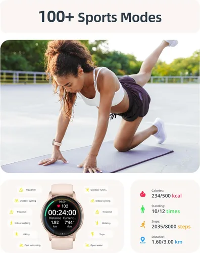 Miniatura 4 de Parsonver Reloj inteligente de natación (respuesta/hacer llamadas), reloj impermeable de 5 ATM para mujer, pantalla HD con más de 100 modos Oro rosa