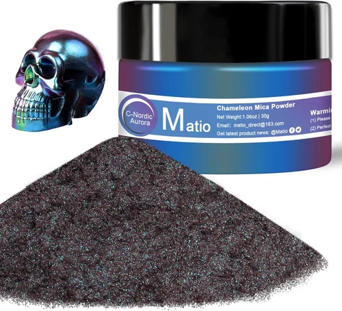 Miniatura 25 de Matio Polvo de Mica Camaleón, 10 * 5g Polvo Cromado, Pigmento de Efecto Nacarado con Cambio de Color, Juego de Polvo de Mica para Resina Epoxi