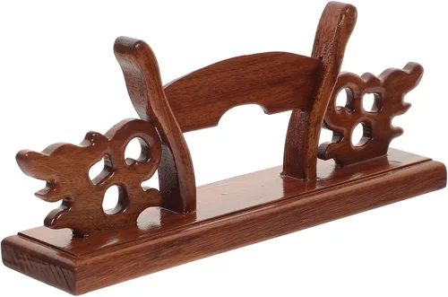 Miniatura 10 de FOMIYES Elegante soporte de exhibición de ventilador de mano de madera, soporte decorativo para ventilador de oficina en casa, galería y eventos