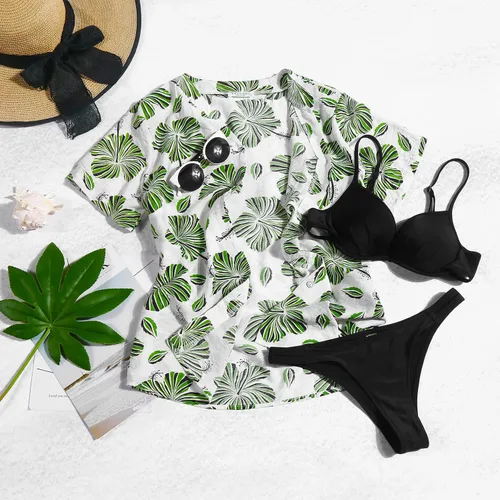 Miniatura 5 de Ekouaer Conjunto de 2 piezas de pantalones cortos de playa con estampado suelto y botones para mujer
