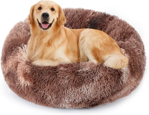 Miniatura 46 de NOYAL Cama Calmante en Forma de Rosquilla para Perros Pequeños a Medianos y Gatos - Cama para Mascotas de Felpa de Piel Sintética Anti-Ansiedad