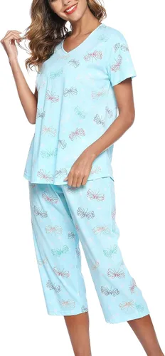 Miniatura 4 de ENJOYNIGHT - Conjunto de pijama para mujer con pantalones capri