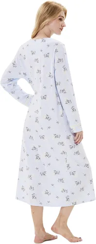Miniatura 2 de Keyocean. - Camisón largo para mujer, de algodón, suave, ligero, ropa de dormir y de descanso para el verano.