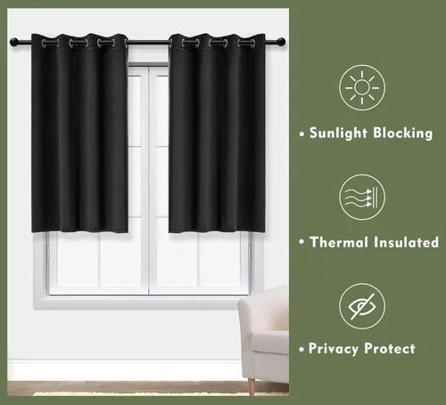 Miniatura 6 de PI Cortinas opacas para dormitorio, tratamiento de ventana con aislamiento térmico de anillo superior, cortinas oscurecedoras de habitación
