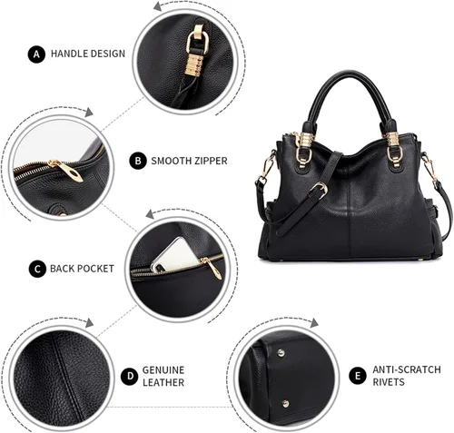 Miniatura 4 de Kattee Cartera bandolera estilo urbano de cuero para mujer
