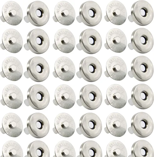 MYUBWTF Juego de 20 broches magnéticos con cierre de botón, cierre magnético de 3/4 pulgadas, kit de reemplazo de botón magnético para costura, Plata