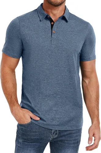 Miniatura 18 de PEGENO Camisetas Polo para Hombre de Manga Corta Camisetas de Golf de Algodón Casual Camisetas Polo de Rendimiento para Hombre