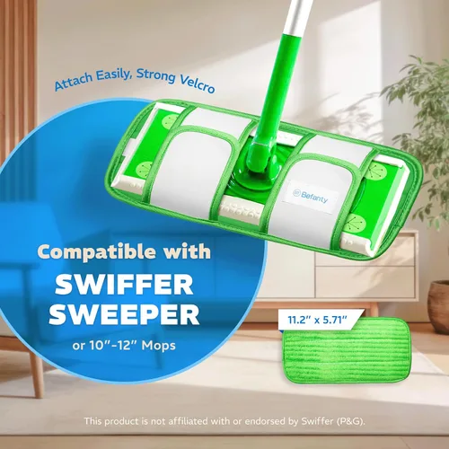 Miniatura 2 de Paquete de 2 almohadillas de microfibra reutilizables, compatibles con Swiffer Sweeper, paños lavables a máquina, repuestos para limpieza de todos